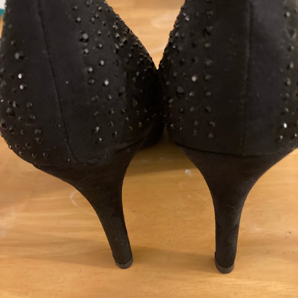 Elegant Black, Subtle Crystal Heels - Picture 3 of 8